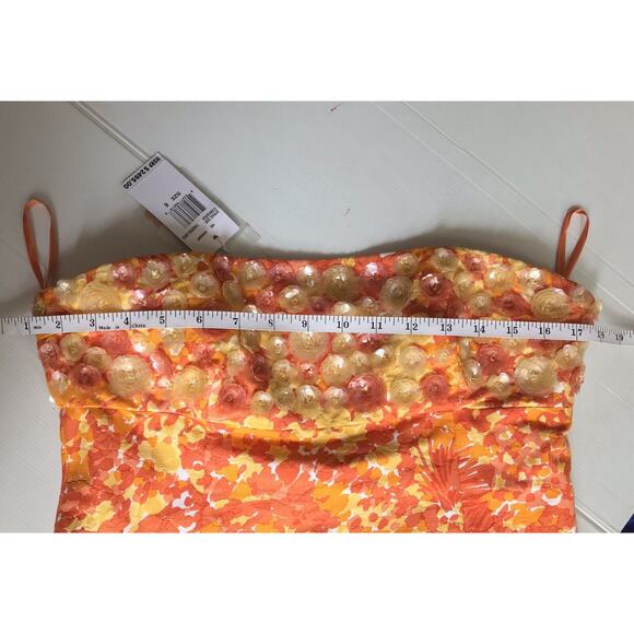 Michael Kors Collection Dress 6 Y2k Floral Sequin Strapless Mini Cocktail Dress - Picture 7 of 8